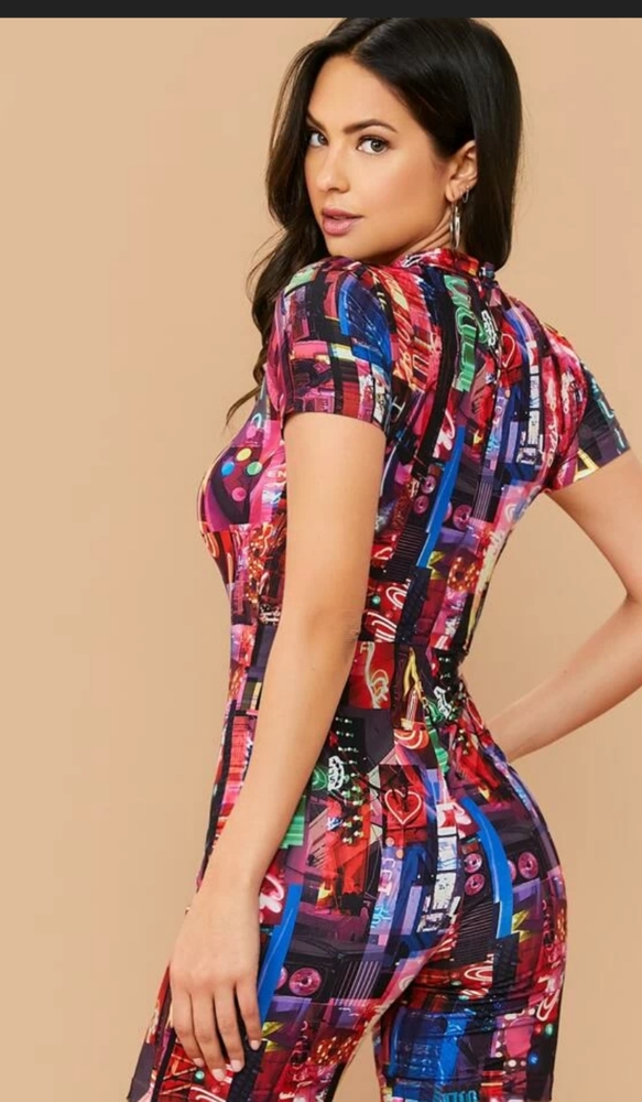 🔥🌈 Vibrant City Lights Romper - Picture 2 of 6